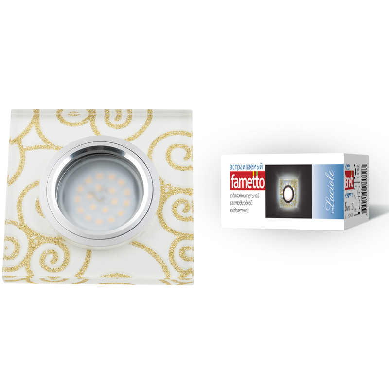 DLS-L207 GU5.3 CHROME/WHITE Светильник декоративный встраиваемый, серия Luciole. Квадратный. Без лам