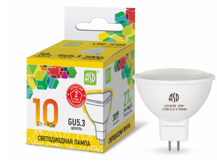 Лампа светодиодная LED-JCDR-standard 10Вт 230В GU5.3 3000К 900Лм ASD Лампа светодиодная LED-JCDR-standard 10Вт 230В GU5.3 3000К 900Лм ASD