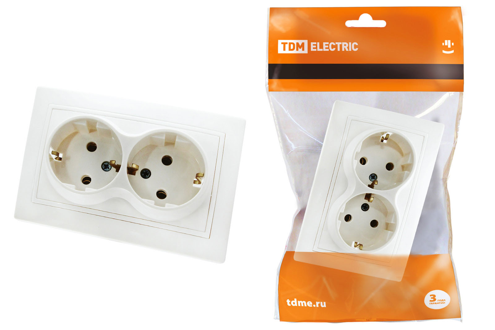 Розетка двойная 2П+З 16А 250В белая Таймыр