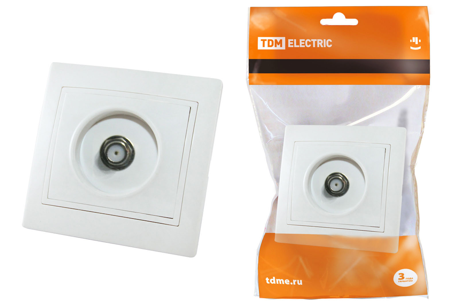 Розетка телевизионная типа F (SAT) белая Таймыр